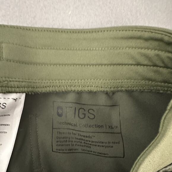 Figs Scrubs Zamora Joggers Pants XSP Olive Green Pull On Cargo Zip Pocket - Picture 7 of 11